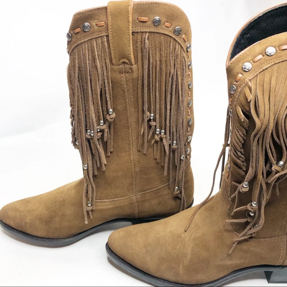 Durango | Brown Suede Leather Party Fringe Western Boots - Picture 1 of 8